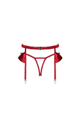 Rubinesa Strumpfgürtel & offener Schritt Tanga rot von Obsessive kaufen | Fesselliebe