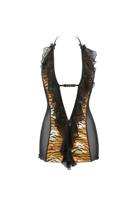 Babydoll & String schwarz-gold V-10029 von Axami kaufen | Fesselliebe