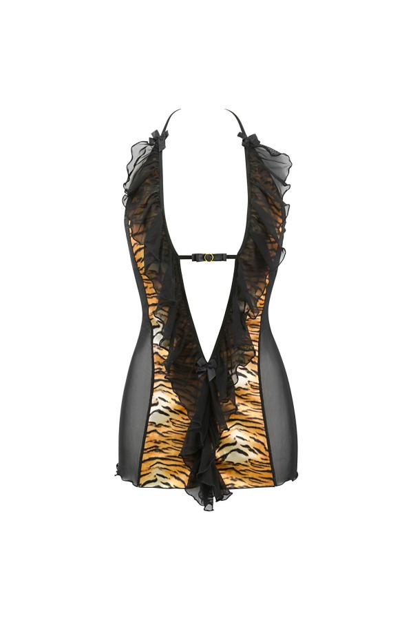 Babydoll & String schwarz-gold V-10029 von Axami kaufen | Fesselliebe
