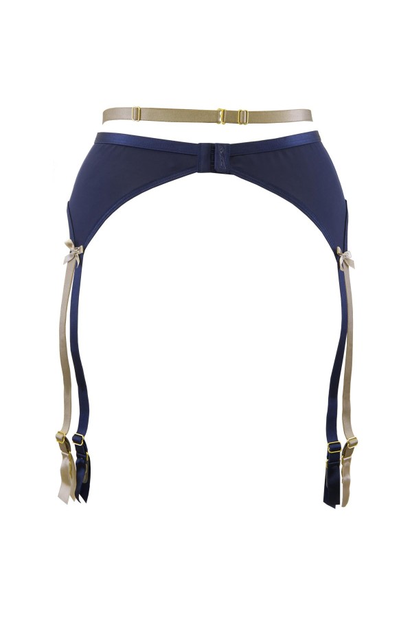 Strumpfgürtel blau-beige V-9332 von Axami kaufen | Fesselliebe