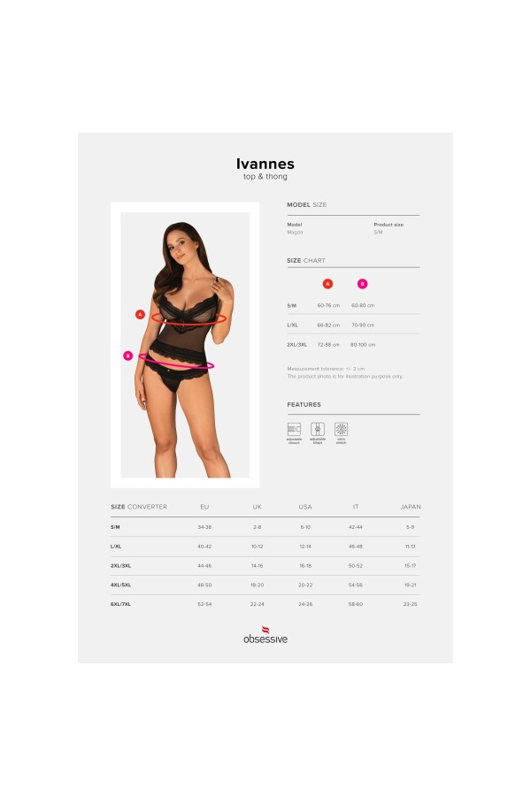 Ivannes Top & Tanga schwarz von Obsessive kaufen | Fesselliebe