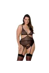 Amberly Size Plus Korsett & Tanga Schwarz von Passion Size Plus kaufen - Fesselliebe