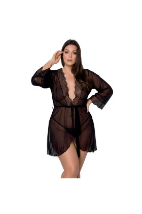 Amberly Size Plus Peignoir schwarz von Passion Size Plus kaufen | Fesselliebe