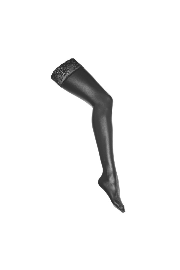 Halterlose wetlook schwarz H027 von Kotek kaufen | Fesselliebe
