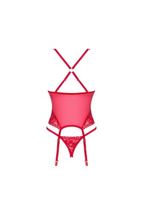Lacelove Korsett & Tanga rot von Obsessive kaufen | Fesselliebe