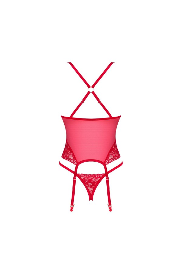 Lacelove Korsett & Tanga rot von Obsessive kaufen | Fesselliebe