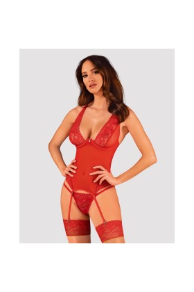Lacelove Korsett & Tanga rot von Obsessive kaufen | Fesselliebe