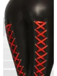 Wetlook-Leggings mit Schnürung schwarz/rot kaufen - Fesselliebe