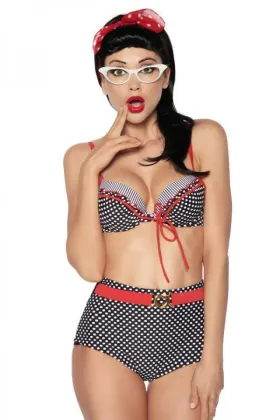 Vintage-Bikini schwarz/rot/weiß