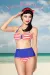 Vintage-Bandeau-Bikini blau/rot/weiß