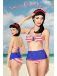 Vintage-Bandeau-Bikini blau/rot/weiß kaufen - Fesselliebe