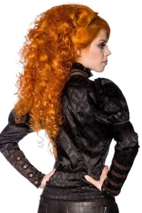 Steampunk-Bluse mit abnehmbarem Jabot schwarz