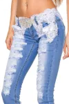 Capri-Jeans mit Spitze blau/weiß kaufen - Fesselliebe