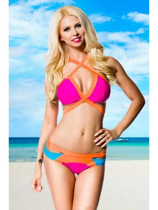 farbenfroher Bikini pink/orange/blau kaufen - Fesselliebe