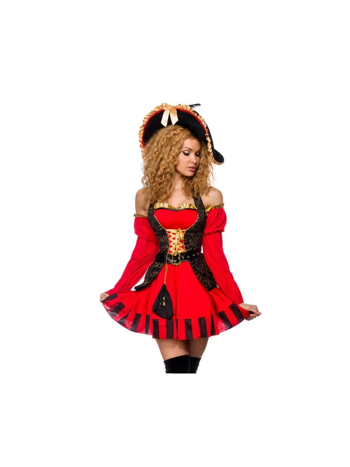 edles Piraten Kostüm rot/schwarz kaufen - Fesselliebe