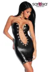 Wetlook-Kleid mit Kette schwarz von Saresia kaufen - Fesselliebe