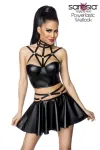 Harness-Wetlook-Set mit ausgestelltem Rock schwarz von Saresia kaufen - Fesselliebe