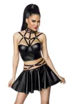 Harness-Wetlook-Set mit ausgestelltem Rock schwarz von Saresia kaufen - Fesselliebe