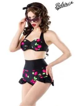 Vintage-Bikini mit Kirschmuster schwarz/pink von Belsira kaufen - Fesselliebe