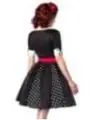 Godet-Kleid schwarz/weiß/rot von Belsira kaufen - Fesselliebe