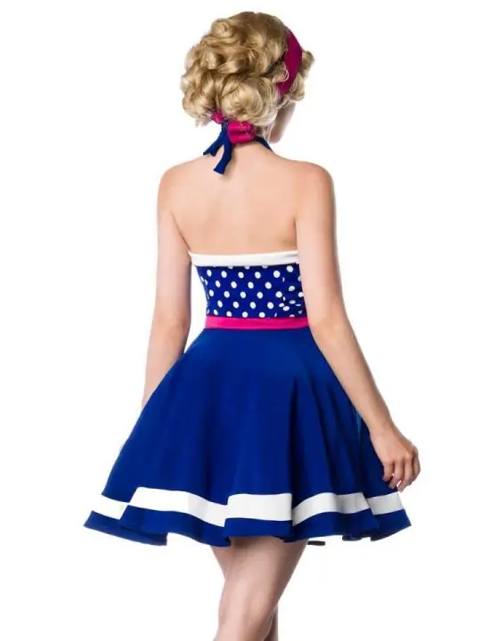 Neckholder Kleid blau/rosa/weiß von Belsira kaufen - Fesselliebe