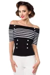 Jersey-Top schwarz/weiß/stripe von Belsira kaufen - Fesselliebe