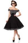 schulterfreies Swing-Kleid schwarz/weiß von Belsira kaufen - Fesselliebe