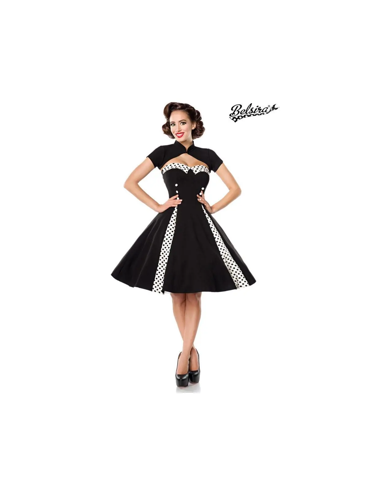 Vintage-Kleid mit Bolero schwarz/weiß von Belsira kaufen - Fesselliebe