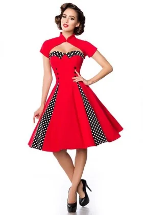 Vintage-Kleid mit Bolero rot/schwarz/weiß von Belsira