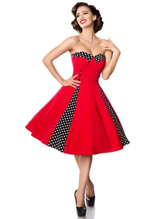 Vintage-Kleid mit Bolero rot/schwarz/weiß von Belsira kaufen - Fesselliebe