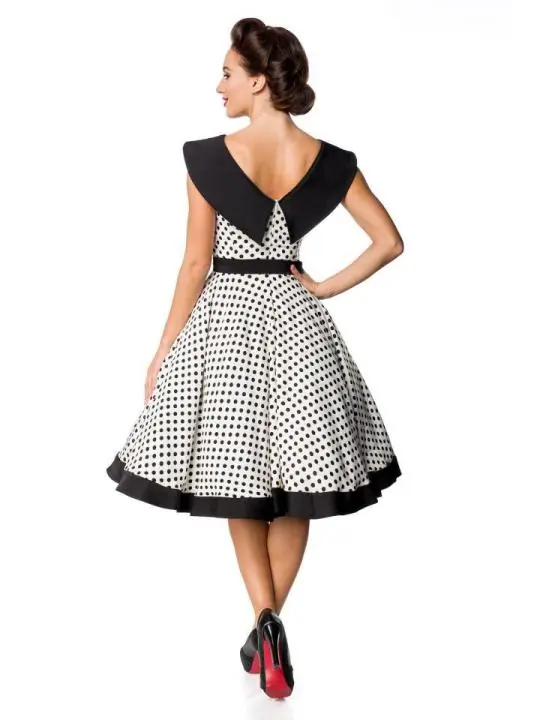 Belsira Premium Vintage Swing-Kleid weiß/schwarz von Belsira kaufen - Fesselliebe