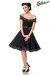 schulterfreies Swing-Kleid mit Gürtel schwarz von Belsira