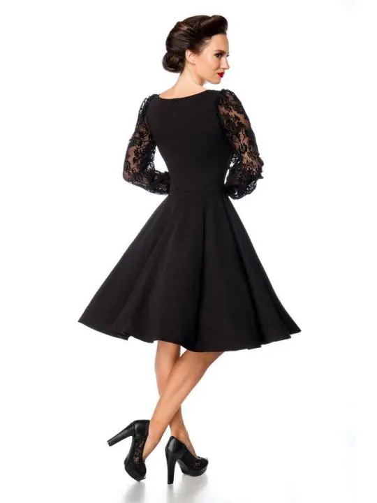 elegantes Kleid mit Spitzenärmel schwarz von Belsira kaufen - Fesselliebe