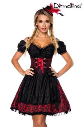 Premium Dirndl mit Bluse rot/schwarz von Dirndline