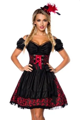 Premium Dirndl mit Bluse rot/schwarz von Dirndline