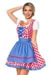 Traditionelles Minidirndl rot/blau/weiß von Dirndline kaufen - Fesselliebe