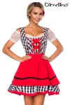 Traditionelles Minidirndl schwarz/weiß/rot von Dirndline kaufen - Fesselliebe