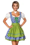 Traditionelles Minidirndl blau/grün/weiß von Dirndline kaufen - Fesselliebe