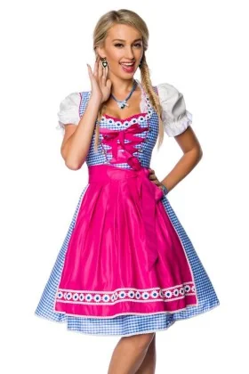 Traditionelles Karodirndl pink/blau/weiß von Dirndline