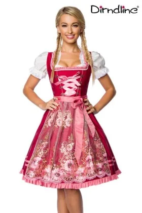 Premium Dirndl mit Stickereien rosa/rot von Dirndline