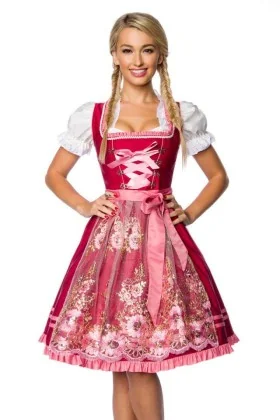 Premium Dirndl mit Stickereien rosa/rot von Dirndline