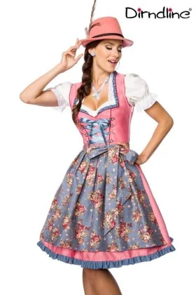 Verträumtes Dirndl mit Denim rosa/blau von Dirndline