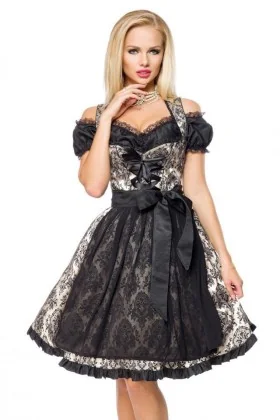 Festliches Brokatdirndl schwarz/gold von Dirndline