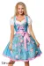 Dirndl mit Blumenschürze blau/pink von Dirndline