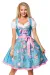 Dirndl mit Blumenschürze blau/pink von Dirndline