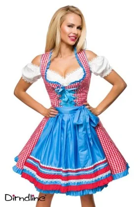 Traditionelles Karodirndl rot/blau/weiß von Dirndline