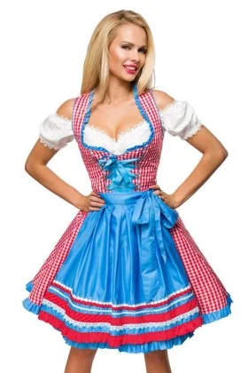 Traditionelles Karodirndl rot/blau/weiß von Dirndline