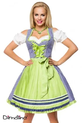 Traditionelles Karodirndl blau/grün/weiß von Dirndline