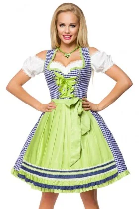 Traditionelles Karodirndl blau/grün/weiß von Dirndline