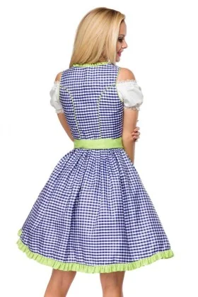 Traditionelles Karodirndl blau/grün/weiß von Dirndline